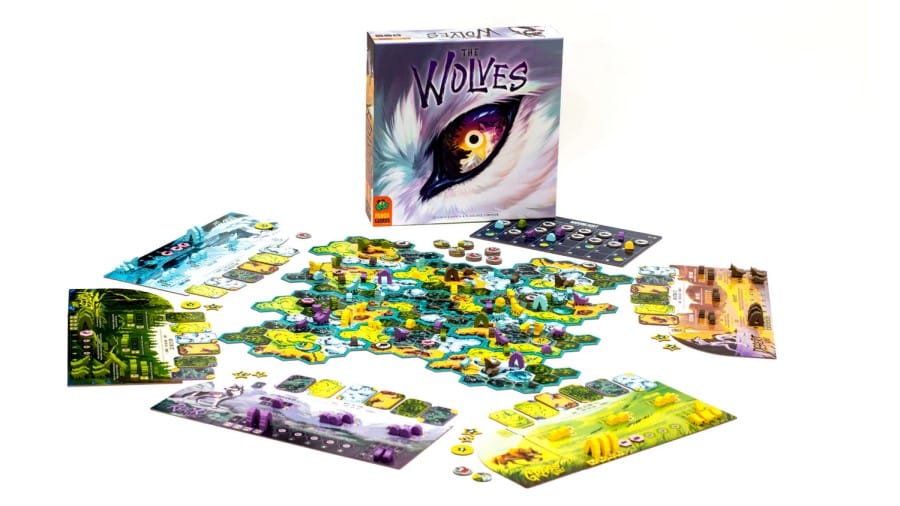 A screenshot of the game pieces of the board game, The Wolves