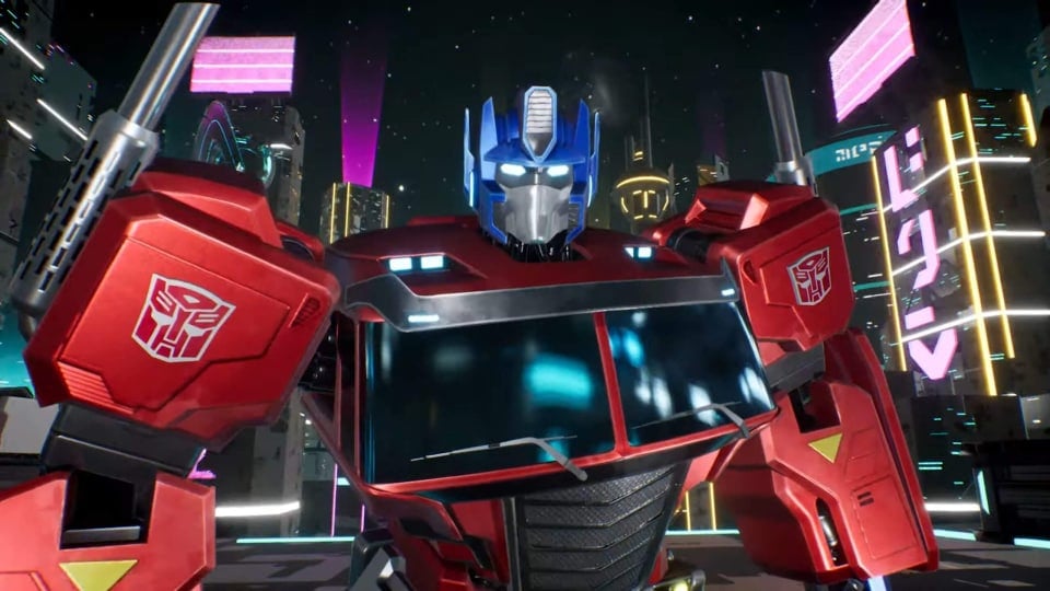 A close-up of Optimus Prime in Transformers: Galactic Trials