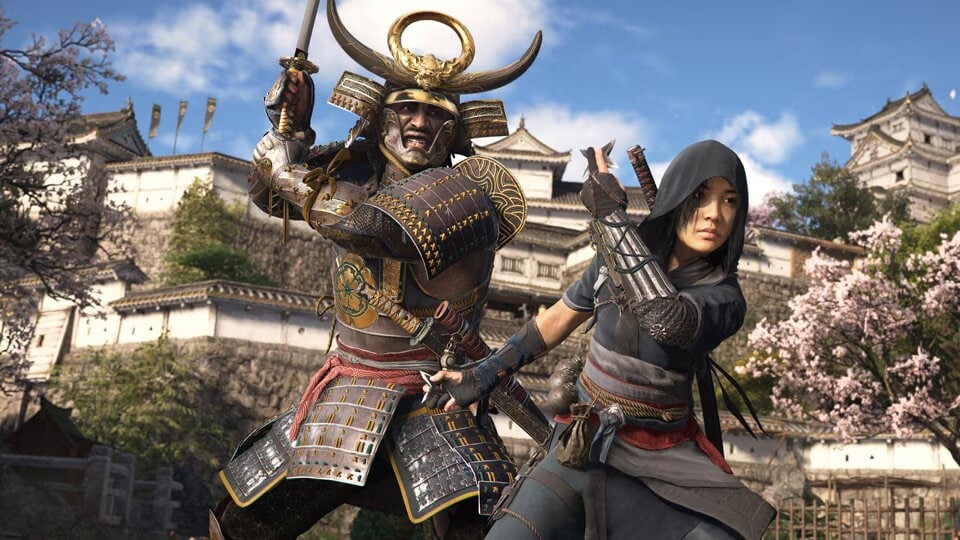 Yasuke and Naoe from Assassin's Creed Shadows fight side-by-side.