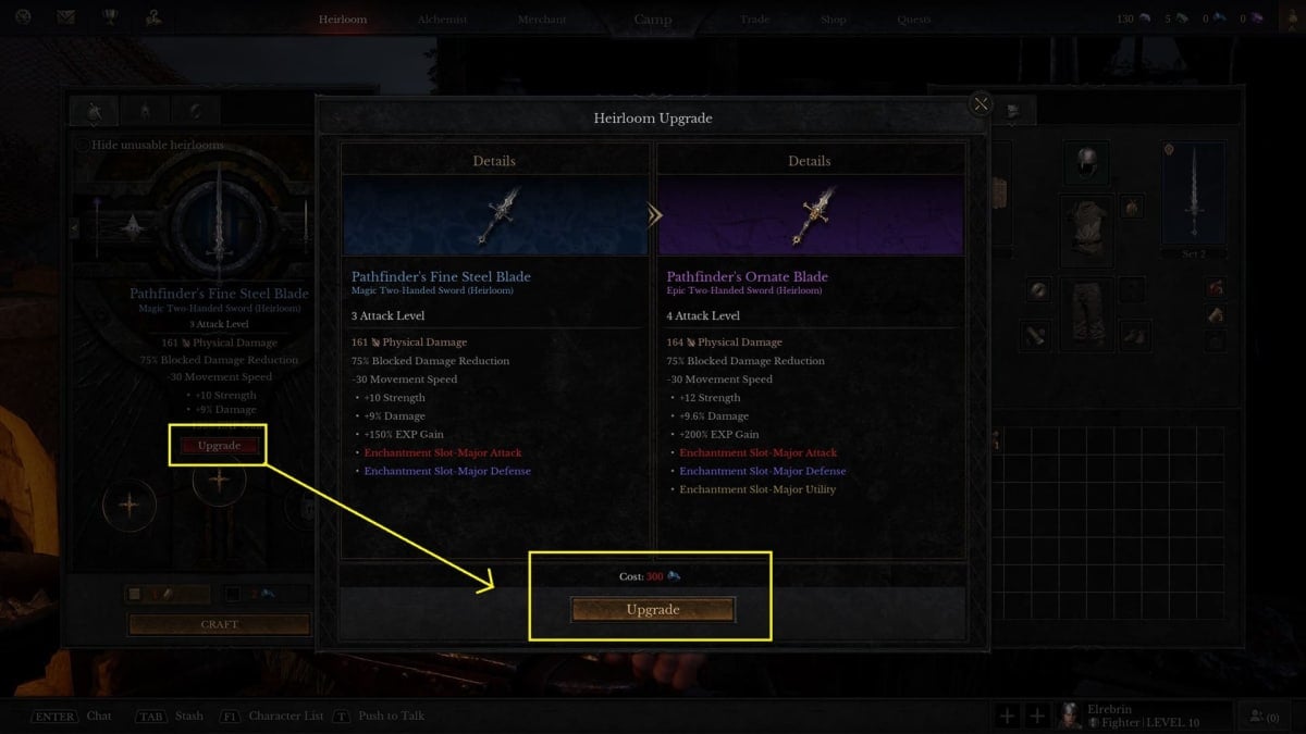 Image of a Sword being Upgraded in Dungeonborne