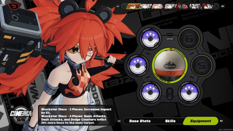 Koleda from Zenless Zone Zero's equipment tab showing her W-Engine