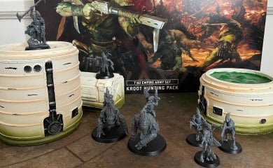 An image of some of the minis include in the Warhammer 40K Tau Army Set - Kroot Hunting Pack