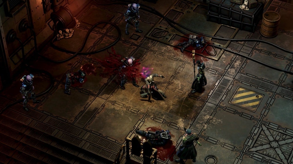 A combat sequence in the Warhammer 40k: Rogue Trader DLC Void Shadows