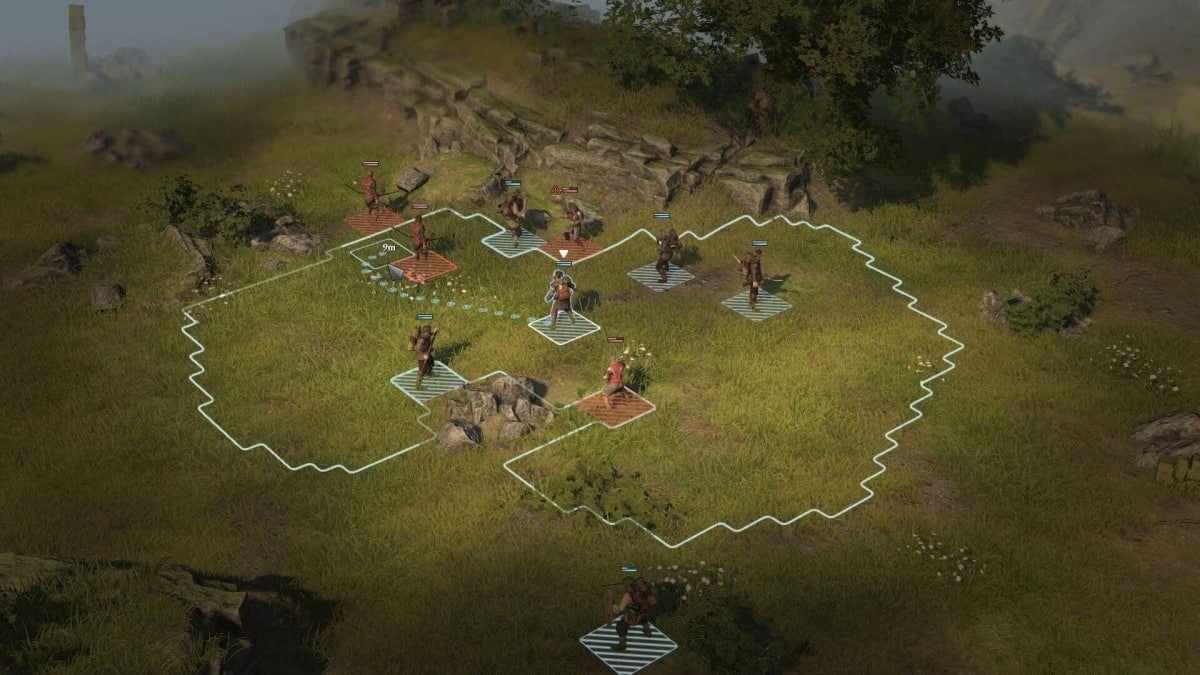 Mercenaries engaged in battle with enemies in Wartales