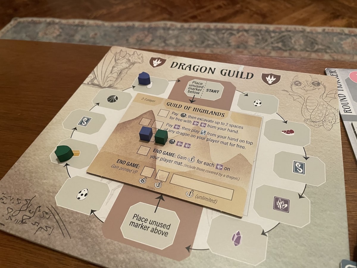 An image from our Wyrmspan Review depicting the Dragon Guild board