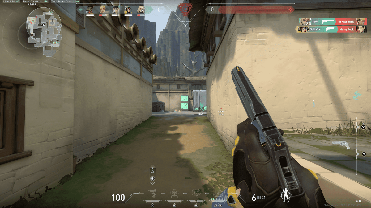 An in-game screenshot of VALORANT, showcasing the player reloading their gun after eliminating a player.